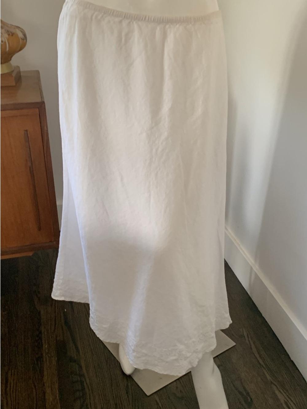 White Linen Women's Midi Skirt